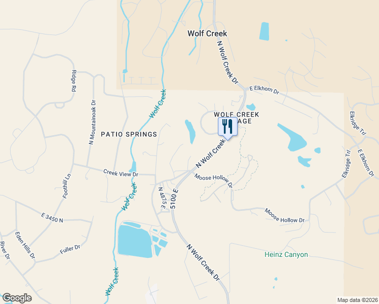 map of restaurants, bars, coffee shops, grocery stores, and more near 3615 North Wolf Lodge Drive in Eden