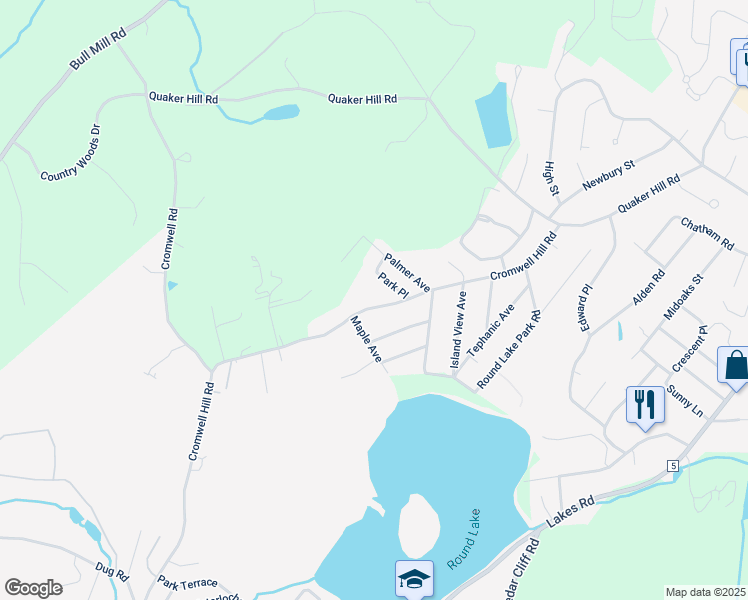 map of restaurants, bars, coffee shops, grocery stores, and more near 120 Park Place in Monroe