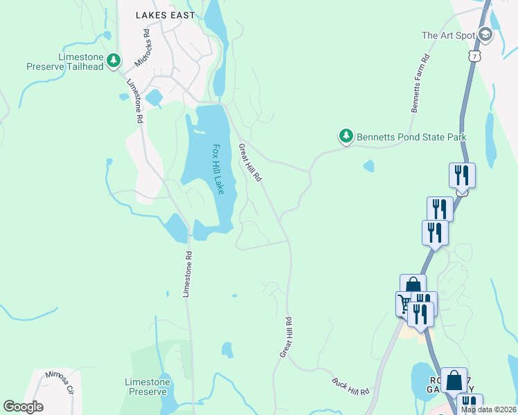 map of restaurants, bars, coffee shops, grocery stores, and more near 29 Lakeview Drive in Ridgefield