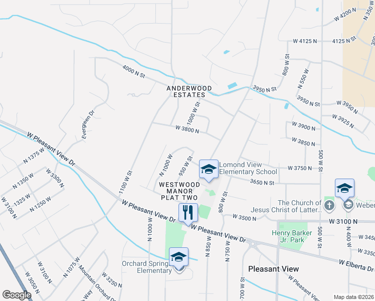 map of restaurants, bars, coffee shops, grocery stores, and more near 3652 North 1000 West in Pleasant View
