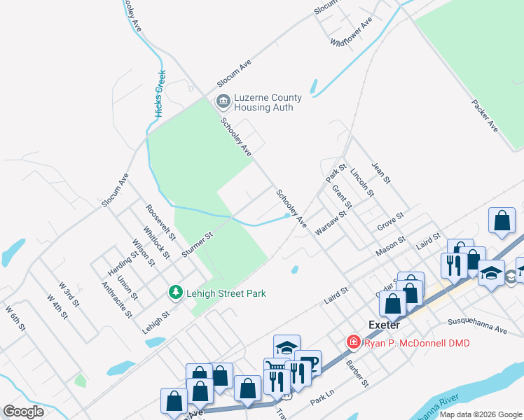 map of restaurants, bars, coffee shops, grocery stores, and more near 1016 Chestnut Street in Exeter