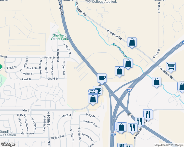 map of restaurants, bars, coffee shops, grocery stores, and more near in Omaha
