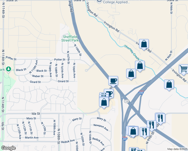 map of restaurants, bars, coffee shops, grocery stores, and more near 7450-7620 Blair High Rd in Omaha