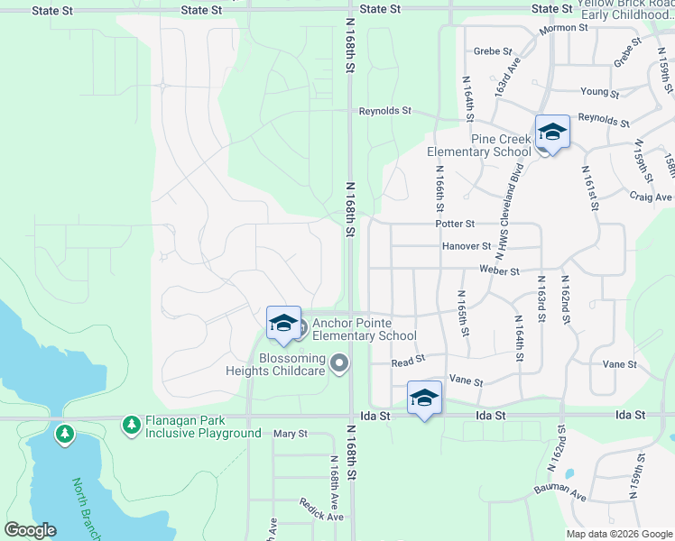 map of restaurants, bars, coffee shops, grocery stores, and more near 7387 North 169th Street in Bennington