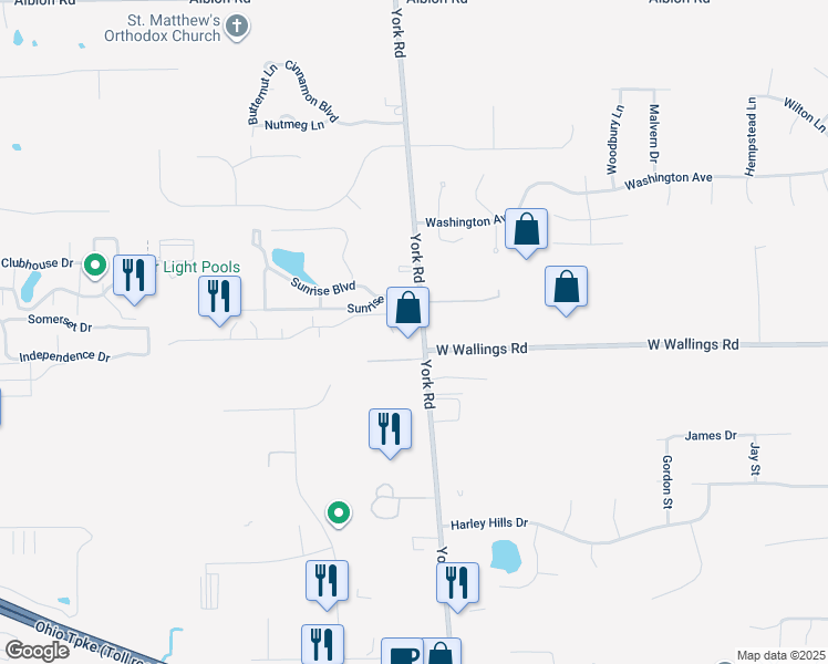 map of restaurants, bars, coffee shops, grocery stores, and more near in Cleveland
