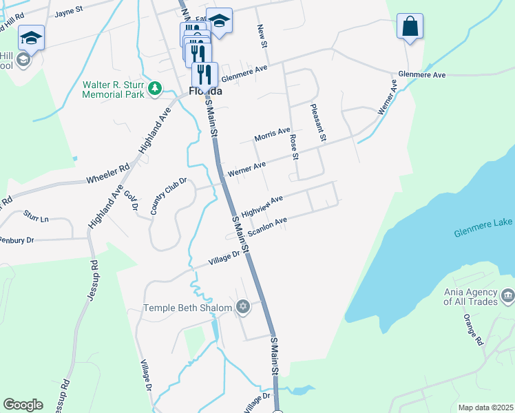 map of restaurants, bars, coffee shops, grocery stores, and more near 7 Highview Avenue in Florida