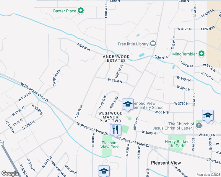 map of restaurants, bars, coffee shops, grocery stores, and more near 993 West 3800 North in Pleasant View