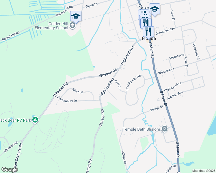 map of restaurants, bars, coffee shops, grocery stores, and more near 65 Highland Avenue in Florida