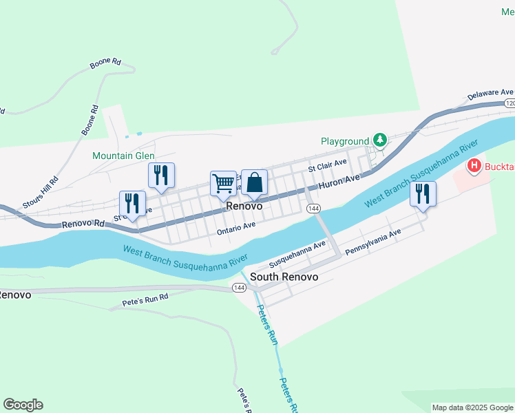 map of restaurants, bars, coffee shops, grocery stores, and more near 208 9th Street in Renovo