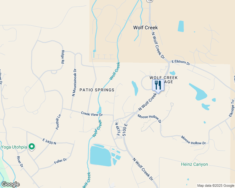map of restaurants, bars, coffee shops, grocery stores, and more near 3716 North Willowbrooke Lane in Eden