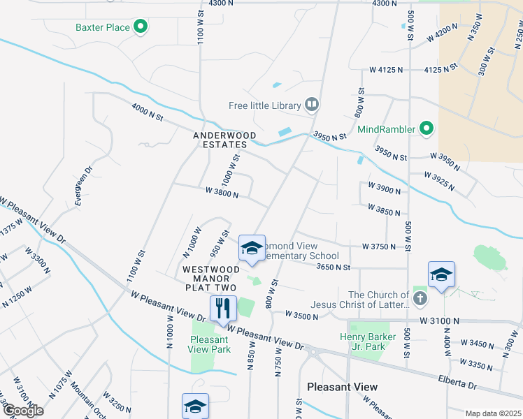 map of restaurants, bars, coffee shops, grocery stores, and more near 915 West 3800 North in Ogden