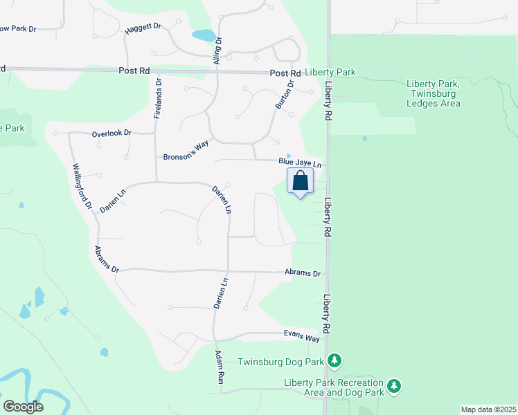 map of restaurants, bars, coffee shops, grocery stores, and more near 2951 Steffan Woods Drive in Twinsburg