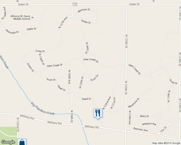 map of restaurants, bars, coffee shops, grocery stores, and more near 7323 N 124th St in Omaha