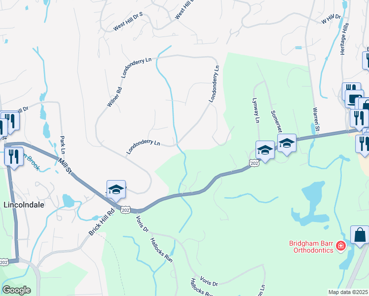 map of restaurants, bars, coffee shops, grocery stores, and more near 20 Londonderry Lane in Westchester County