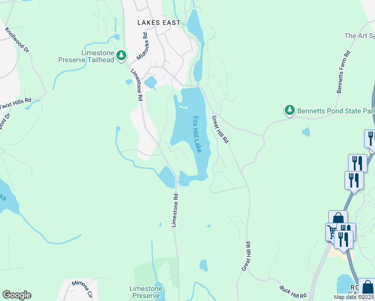 map of restaurants, bars, coffee shops, grocery stores, and more near 11 Rita Road in Ridgefield