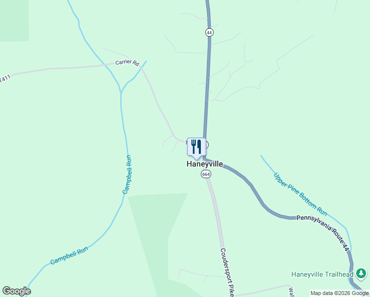 map of restaurants, bars, coffee shops, grocery stores, and more near 7394 Carrier Road in Lock Haven