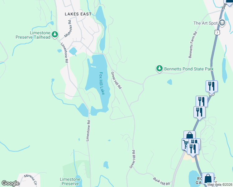 map of restaurants, bars, coffee shops, grocery stores, and more near 29 Lakeview Drive in Ridgefield