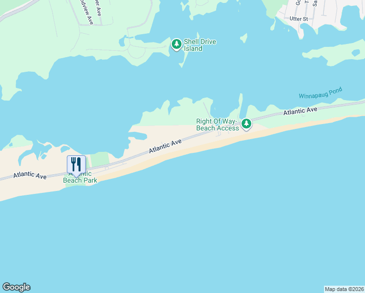 map of restaurants, bars, coffee shops, grocery stores, and more near 433 Atlantic Avenue in Westerly