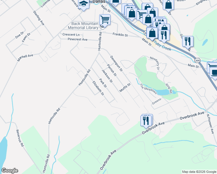 map of restaurants, bars, coffee shops, grocery stores, and more near 17 Park Ave in Dallas