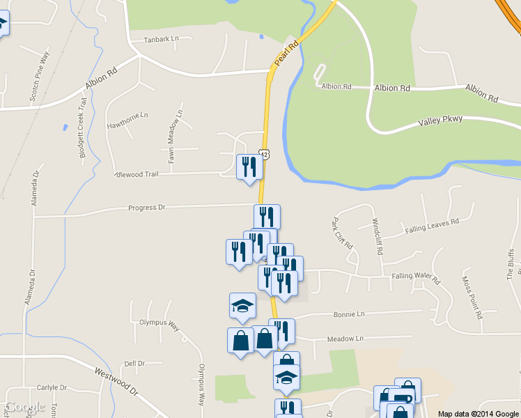 map of restaurants, bars, coffee shops, grocery stores, and more near in Strongsville