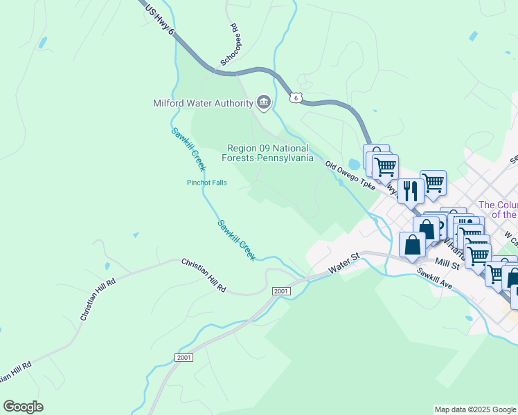 map of restaurants, bars, coffee shops, grocery stores, and more near 105 Pinchot Court in Milford