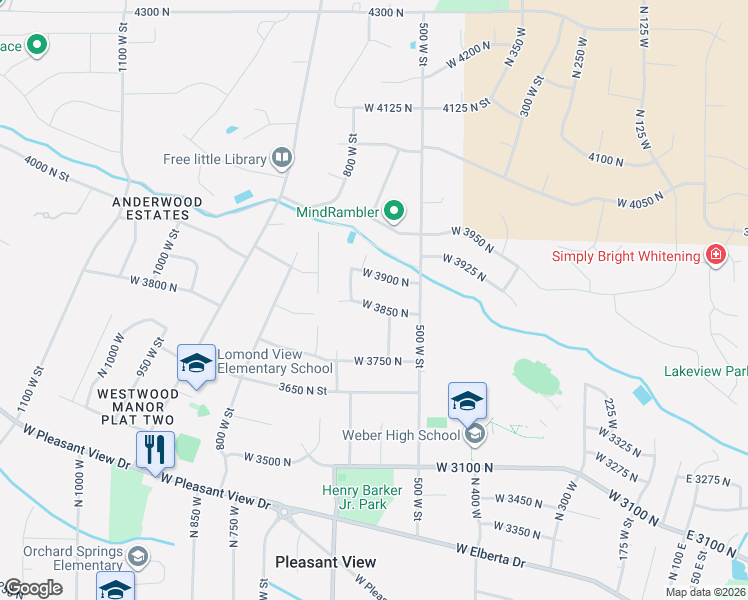 map of restaurants, bars, coffee shops, grocery stores, and more near 578 West 3850 North in Pleasant View
