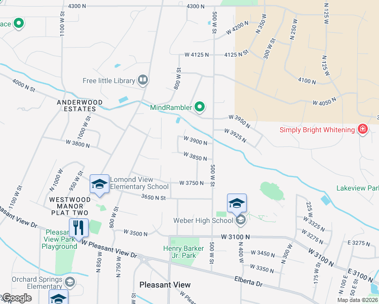 map of restaurants, bars, coffee shops, grocery stores, and more near 578 West 3850 North in Pleasant View
