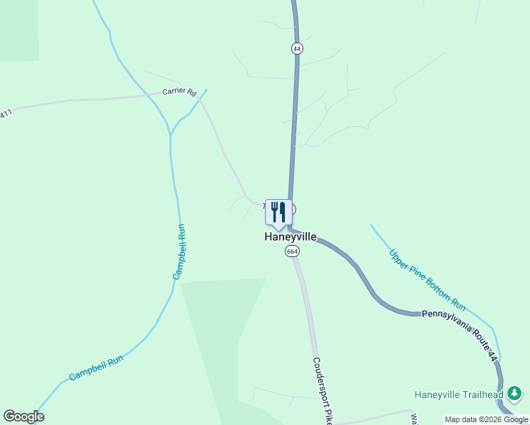 map of restaurants, bars, coffee shops, grocery stores, and more near 7394 Carrier Road in Lock Haven