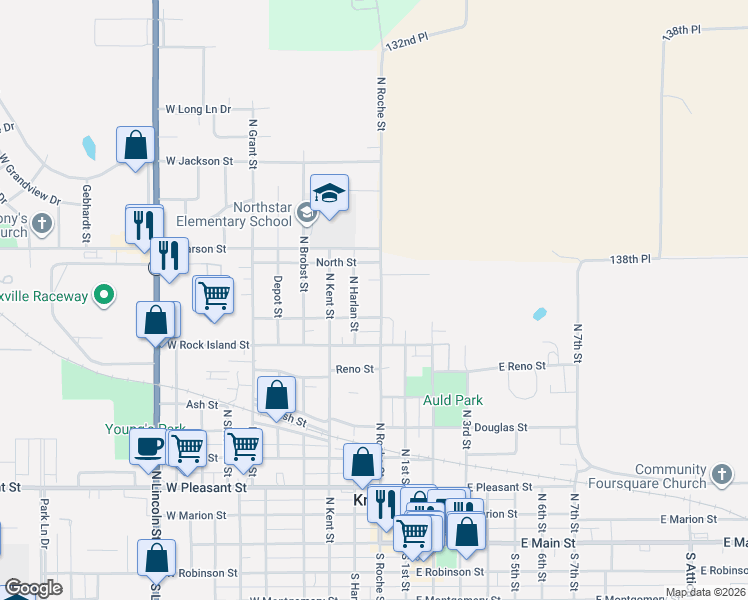 map of restaurants, bars, coffee shops, grocery stores, and more near 901 North Harlan Street in Knoxville