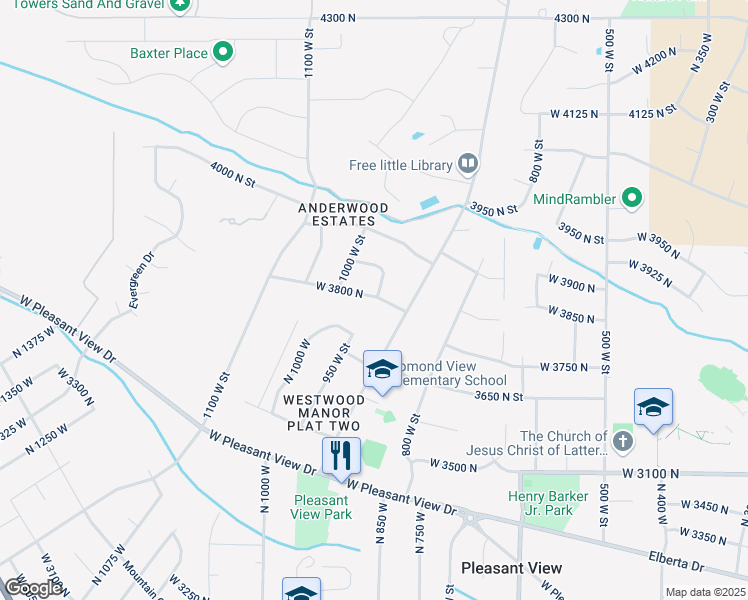 map of restaurants, bars, coffee shops, grocery stores, and more near 915 West 3800 North in Ogden