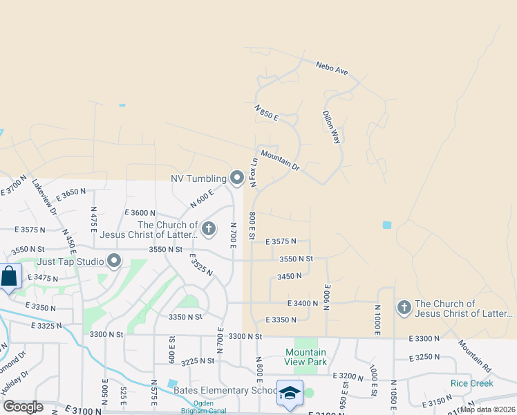 map of restaurants, bars, coffee shops, grocery stores, and more near 817 3625 North in North Ogden