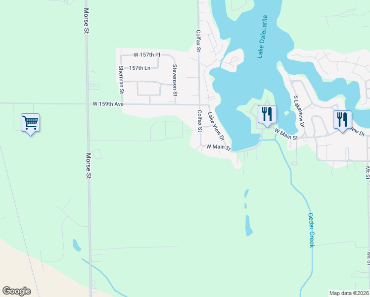map of restaurants, bars, coffee shops, grocery stores, and more near 6633 160th Place in Lowell