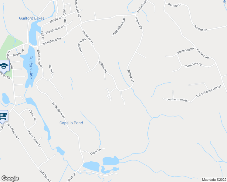 map of restaurants, bars, coffee shops, grocery stores, and more near 10 Chestnut Court in Guilford
