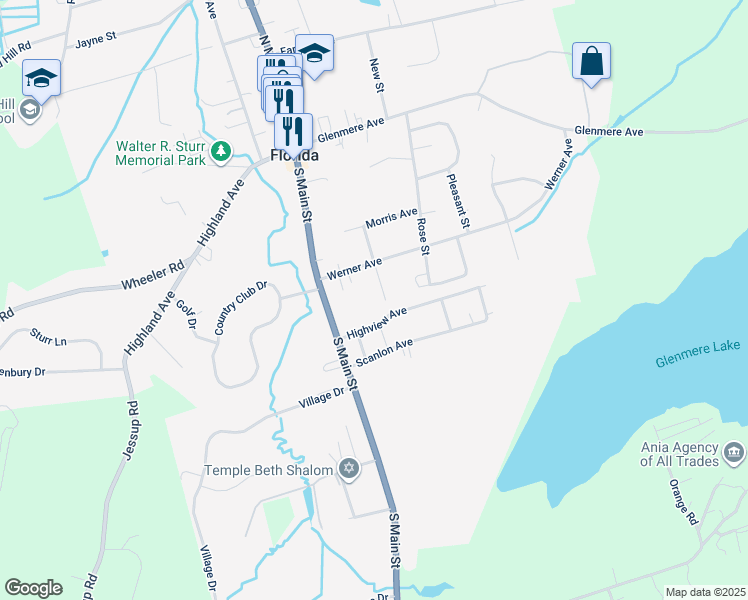map of restaurants, bars, coffee shops, grocery stores, and more near 7 Highview Avenue in Florida