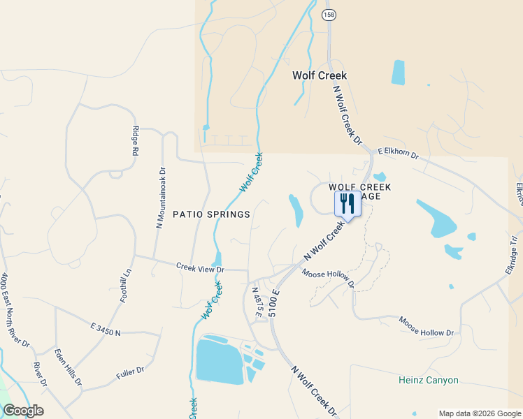 map of restaurants, bars, coffee shops, grocery stores, and more near 3716 North Willowbrooke Lane in Eden