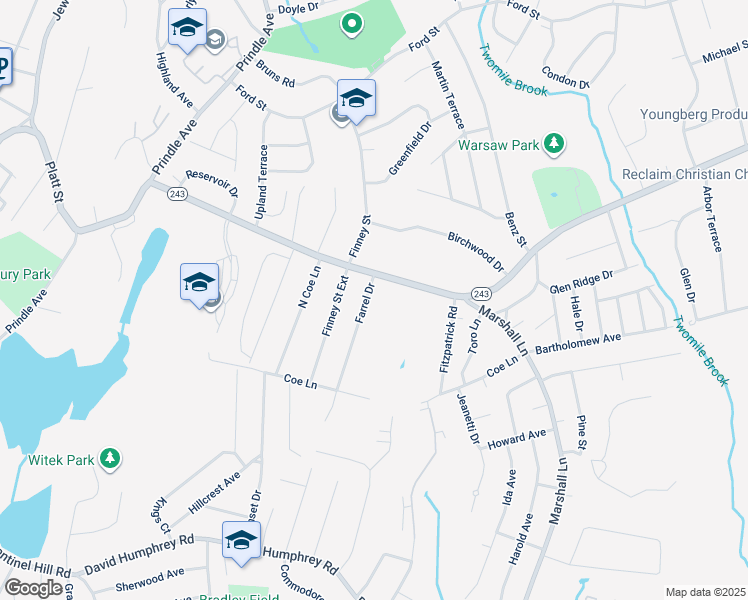 map of restaurants, bars, coffee shops, grocery stores, and more near 7 Farrel Drive in Ansonia