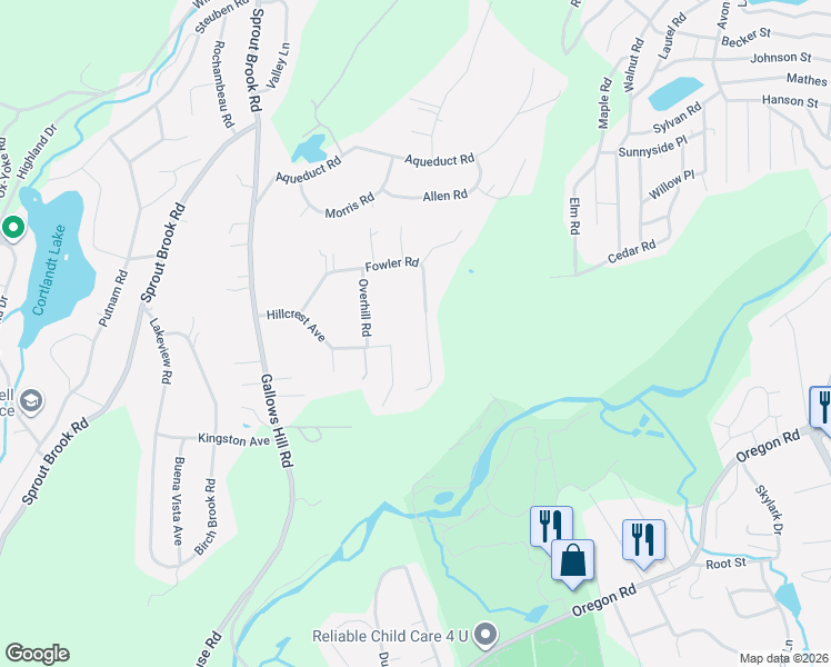 map of restaurants, bars, coffee shops, grocery stores, and more near 32 Hillcrest Avenue in Cortlandt