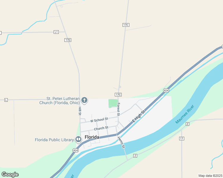 map of restaurants, bars, coffee shops, grocery stores, and more near L085 County Road 17c in Napoleon