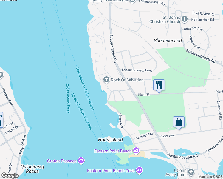 map of restaurants, bars, coffee shops, grocery stores, and more near 31 Circle Avenue in Groton