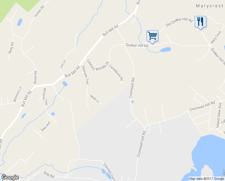 map of restaurants, bars, coffee shops, grocery stores, and more near 8 Camelback Road in Chester