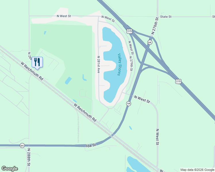 map of restaurants, bars, coffee shops, grocery stores, and more near 28001 Heron Circle in Valley