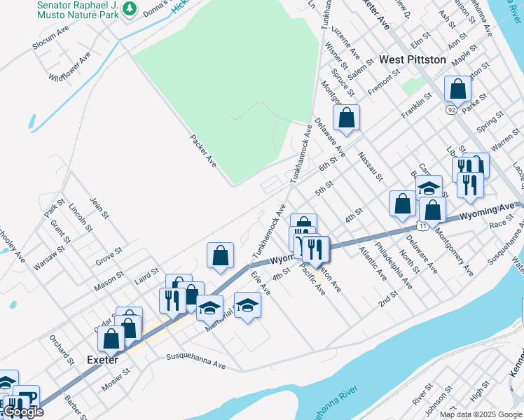 map of restaurants, bars, coffee shops, grocery stores, and more near 31-337 Packer Avenue in Exeter