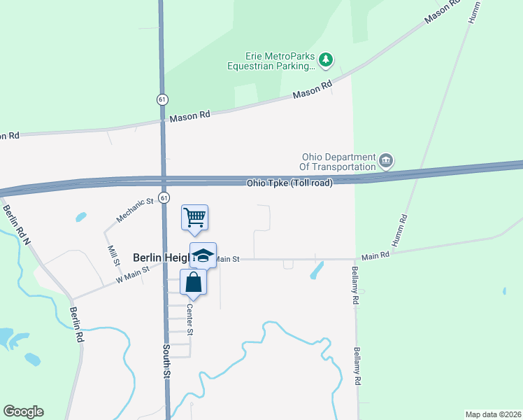 map of restaurants, bars, coffee shops, grocery stores, and more near 1 Sunrise Ridge in Berlin Heights