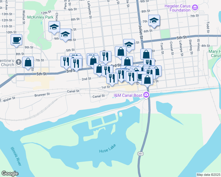 map of restaurants, bars, coffee shops, grocery stores, and more near 111 Bucklin Street in LaSalle