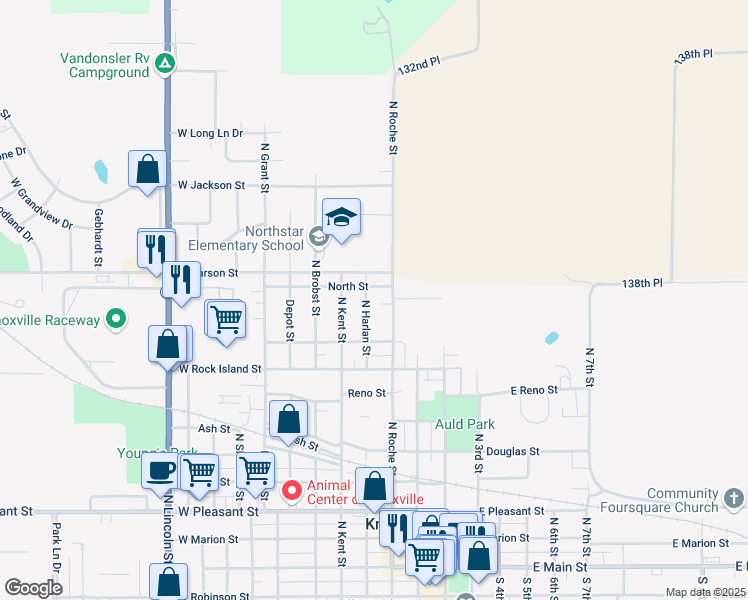 map of restaurants, bars, coffee shops, grocery stores, and more near 1017 North Harlan Street in Knoxville