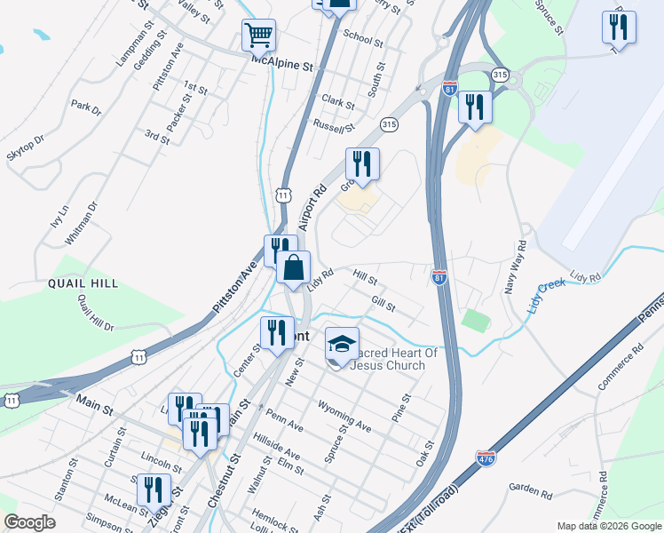map of restaurants, bars, coffee shops, grocery stores, and more near 4 Grove Street in Dupont