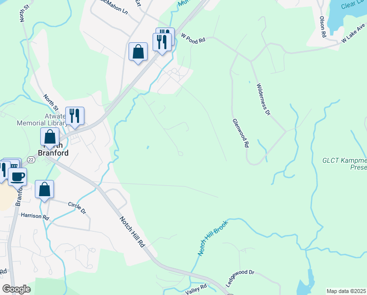 map of restaurants, bars, coffee shops, grocery stores, and more near 101 Fowler Road in North Branford