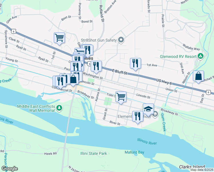map of restaurants, bars, coffee shops, grocery stores, and more near 326 Lincoln Street in Marseilles