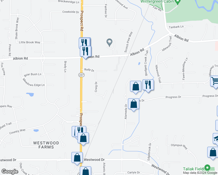 map of restaurants, bars, coffee shops, grocery stores, and more near 11511 Elizabeth Circle in Strongsville