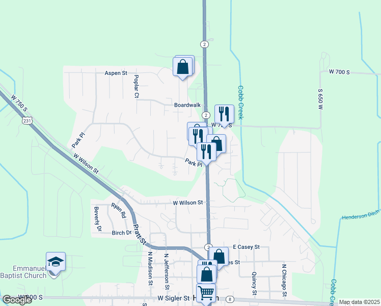 map of restaurants, bars, coffee shops, grocery stores, and more near 618 Front Street in Hebron